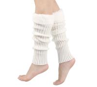 YROHGKPN Calentadores de piernas de punto acanalado para mujer, mangas navideñas, fundas de botas, felpa peluda, patchwork, calcetines sin pies, ropa de calle calentadores de punto, Blanco, Talla