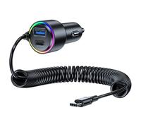 YROHGKPN Cargadores de coche de 75 W con cable de resorte, cargadores generales rápidos de varios dispositivos al mismo tiempo en todos los vehículos, idoneidad general