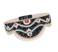 YROHGKPN Cinturón de perlas tejido a mano, trend, accesorio de cintura para mujer con corbata ajustable, vacaciones en la playa, cinturón étnico elástico indispensable, amplificador de atuendo, a