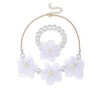 YROHGKPN Collar de perlas ajustable, colgante de flores, collar, bisutería, pulsera de perlas para niños de moda, cuentas de flores y pulsera