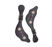 YROHGKPN Correas ajustables vintage para botas occidentales con diseño de flores, accesorios ecuestres de piel sintética para jinetes, correa occidental vintage con hebillas ajustables