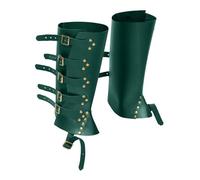 YROHGKPN Cubierta de botas piratas de piel sintética sobre traje de botas accesorios con remaches para botas medievales y medievales para hombres y mujeres de cuero, gris oscuro, Talla única