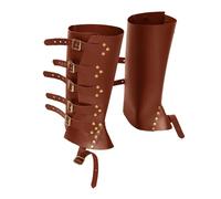 YROHGKPN Cubierta de botas piratas de piel sintética sobre traje de botas accesorios con remaches para botas medievales y medievales para hombres y mujeres de cuero, marrón amarillento, Talla única