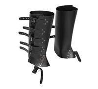 YROHGKPN Cubierta de botas piratas de piel sintética sobre traje de botas accesorios con remaches para botas medievales y medievales para hombres y mujeres de cuero, Negro , Talla única
