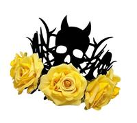 YROHGKPN Diadema de diablo de bruja, accesorio de disfraz de Halloween con rosas decorativas, coronas de tela suave, diadema de flores con cuernos de bruja