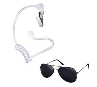 YROHGKPN Disfraz de agente secreto de Halloween con pin de insignia de auricular y lentes negros para adultos y niños, juego de rol, Halloween, accesorios de disfraz de agente secreto, Tapones para