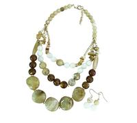 YROHGKPN Elegante collar de cuentas de varias capas, acrílico ligero, aretes de tuerca, juego de joyería que mejora el cuello, belleza, collar de clavícula de moda, talla única, como se describe, como