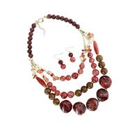 YROHGKPN Elegante collar de cuentas de varias capas, acrílico ligero, aretes de tuerca, juego de joyería que mejora el cuello, belleza, collar de clavícula de moda, talla única, como se describe, como
