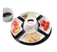 YROHGKPN Elegante juego de placas de cerámica perfecto para servir postres, queso, fondue de chocolate, accesorios de cocina, plato decorativo para fondue