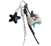 YROHGKPN Elegante llavero de peluche de oso, colgante de bolsillo, accesorios para bolsos para todos los que aprecian los dibujos animados y los diseños relajantes, decoraciones portátiles para llaves
