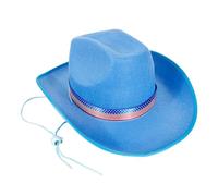 YROHGKPN Elegante sombrero de estilo étnico único de Homburg con ala ancha, plana, ala ancha, occidental, para uso casual, fiesta al aire libre, azul, Talla única