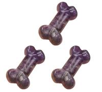 YROHGKPN Estatuas de hueso de perro hechas a mano con 3 cristales naturales, adornos curativos en miniatura hechos a mano para uso diario por coleccionistas, estructura de piedra única