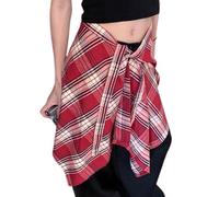 YROHGKPN Extensor de camisa a cuadros a la moda con capas falsas, parte superior inferior, minifalda, falda de media longitud, para mujeres y hombres, rosso, Talla única