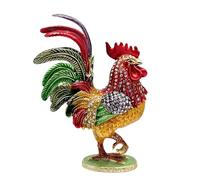 YROHGKPN Figura decorativa de gallo esmaltado, hecha a mano, obra de arte de metal para exhibición en el hogar y almacenamiento de joyas, figura de Chanticleer