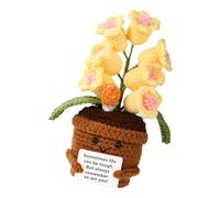 YROHGKPN Flor positiva de ganchillo con soporte emocional, flores de ganchillo con cara sonriente, regalo de planta en maceta