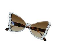 YROHGKPN Gafas de sol de ojos de gato decoradas con perlas para ocasiones informales y formales. Gafas de sol con marco de piedra, D, Talla única
