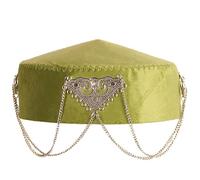YROHGKPN Gorro étnico kazajo con flecos, tradición y modernidad, perfecto para amantes de la cultura y asistentes a eventos, Green Grass, Talla única