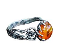 YROHGKPN Gotas de cera de abejas ámbar incrustaciones de plata temperamento simple pequeñas pequeñas joyas bohemias cómodas estilo vintage anillos de ámbar para mujeres, como se describe