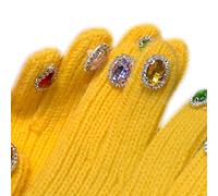 YROHGKPN Guantes gruesos y cálidos de punto para adultos, invierno, diamantes de imitación, decoración de uñas, manoplas, adolescentes, con cadena antipérdida, unisex, para mantener el calor