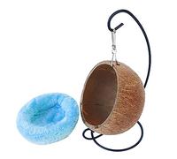 YROHGKPN Hamaca colgante de coco con cama de soporte para conejillos de indias, cachorros de ardilla que juegan a escalar, hamacas y camas de animales pequeños con soporte