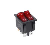 YROHGKPN Interruptor basculante doble de 6 polos encendido apagado con luz roja verde 20 a 125 V AC interruptor de botón de presión encendido apagado impermeable a corto plazo control LED mango