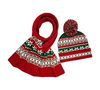 YROHGKPN Invierno 2 Uds Navidad Copo de Nieve Punto Pompón Bufanda Calentador Set Navidad para Mujeres
