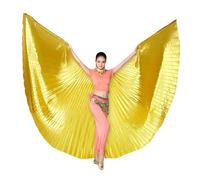YROHGKPN Isiss Wing - Disfraz de danza del vientre para adultos, disfraz egipcio de Halloween, con varillas telescópicas y mariposas para niños, dorado, No slit wings Simple