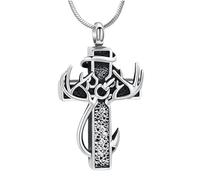 YROHGKPN Joyería de recuerdo de mascotas, broche de corte grabable, urna para cenizas con cadena grabable, broche de cremación