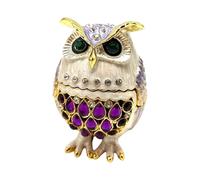 YROHGKPN Joyero de aleación brillante con diseño de búho, organizador de collares, pendientes, caja de almacenamiento con diseño de búhos