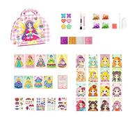 YROHGKPN Kits de manualidades de maquillaje creativo, juguetes con pegatinas brillantes para pequeños artistas, fiestas de cumpleaños, actividades para manualidades de bolsas de maquillaje para niños