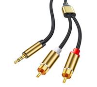 YROHGKPN Mezcla de cable de sonido trenzado de poliamida de 3,5 mm a 2-RCA, conclusiones reforzadas, cancelación de ruido para equipos de estudio en casa, cable de sonido trenzado de poliamida