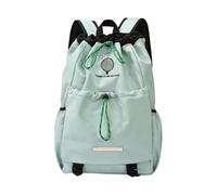 YROHGKPN Mochila con cordón para hombre y mujer, bolsa de deporte ligera con correa para esterilla de yoga, cuerda repelente al agua, mochilas para portátiles, verde