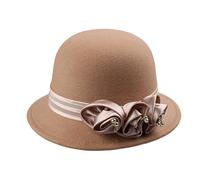 YROHGKPN Moda Fedoras Gorras Bolos para Mujeres 20S Flapper Disfraz Lana Cóctel Fiesta Invierno Cálido Gorro Lana Cálida, Camela A, Talla única