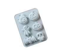 YROHGKPN Moldes de silicona con 6 cavidades de Halloween para tartas, chocolates, cubitos de hielo, para fiestas, golosinas y manualidades, calabazas, calaveras, fantasmas, moldes para hornear