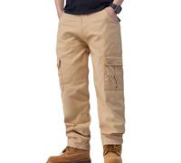 YROHGKPN Pantalones cargo Comfort Fit para hombre con bolsillos de utilidad, poliéster de secado rápido, para oficina al aire libre, ropa de diario, pantalones para hombre con varios bolsillos, caqui