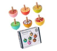 YROHGKPN Peonza giratoria para niños, de madera natural, ideal para viajes, juguete de aprendizaje temprano, peonza giratoria para interacción, 6 piezas