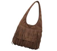 YROHGKPN Práctico bolso de hombro retro borlas suave bolso superior comercio vintage bolsillos antebrazo con compartimentos multifunción comprador diario, marrón