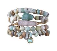 YROHGKPN Pulsera ajustable de cuentas de piedra natural que promueven la paz y la autodisciplina para trajes sofisticados y joyas artísticas, talla única, como se describe