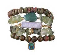 YROHGKPN Pulsera ajustable de cuentas de piedra natural que promueven la paz y la autodisciplina para trajes sofisticados y joyas artísticas, talla única, como se describe