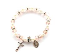 YROHGKPN Pulsera de rosario con cruz, pulsera cristiana, adorno, decoración, accesorios para niños, adultos, cumpleaños, boda, regalo, rosario para mujeres católicas, m, como se describe, como se