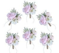 YROHGKPN Ramillete de boda accesorio de fiesta de flores de seda artificiales, para novio, para ocasiones formales, broche de flor en el pecho, 6 unidades