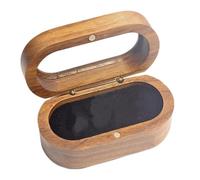 YROHGKPN Sofisticado estuche de anillo de madera de nogal negro Anillos con cuatro ranuras de madera de nogal negro y tapa transparente Elegante soporte para joyas con cuatro ranuras para joyas