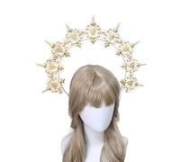 YROHGKPN Sun Lady Diadema Vintage Madre Dios Diadema Halloween Fiesta Disfraz Hecho a Mano Juegos de Artesanía Kits de Tocado Ajustable Corona Hairhoop