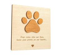 YROHGKPN Tarjeta conmemorativa para perros y cachorros, adornos de madera para interior y exterior, tarjeta conmemorativa para cachorros con habas, regalo de condolencia para perros