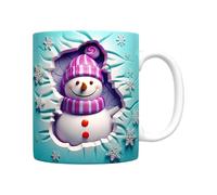 YROHGKPN Taza de cerámica de muñeco de nieve, taza de 12 onzas con ergonómica para fiestas navideñas, ideal para café y chocolate caliente, muñeco de nieve, taza de cerámica de Navidad, tazas de café