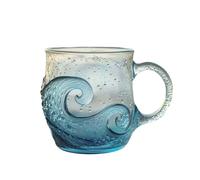 YROHGKPN Taza de vidrio con textura única con temática de playa de 12 onzas, diseño ondulado de mar para entusiastas de la decoración costera, regalo de taza de vidrio ondulado
