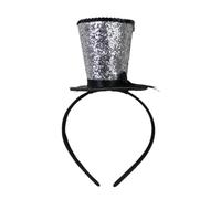 YROHGKPN Tocado con velo para el pelo para niñas y niños, pastillero vintage, tocado de té, diadema superior de Halloween, lazo plateado, Talla única