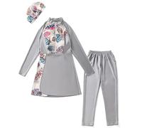 YROHGKPN Traje de baño de 3 piezas para mujer con cobertura completa traje de baño deportivo modesto traje de baño de mujer conservador conjunto para mujeres musulmanas traje de baño