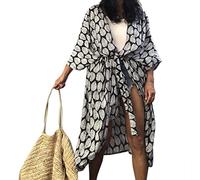 YROHGKPN Traje de baño para mujer, estampado con mangas, vestido largo, túnica de playa, vestido, bata, moda de playa, bufanda, traje de baño de vacaciones, vestido largo, túnica para trajes de baño