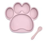 YROHGKPN Vajilla de silicona para niños pequeños con ventosa Plato con cuchara Linda pata de oso Tazones de alimentación para bebés sin cuencos y cucharas con ventosa